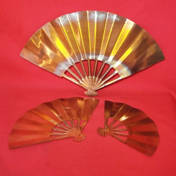 Vintage Solid Copper Fans Wall Decor Set of 3 - Picture 7 of 11